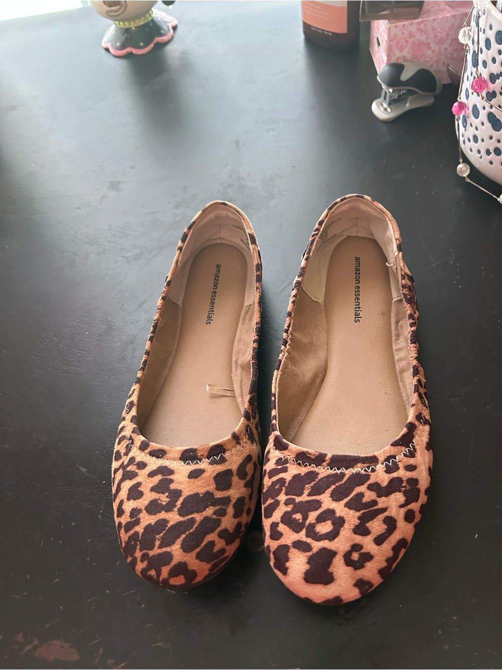Amazon Essentials Leopard-Print Ballet Flats in Brown and Black